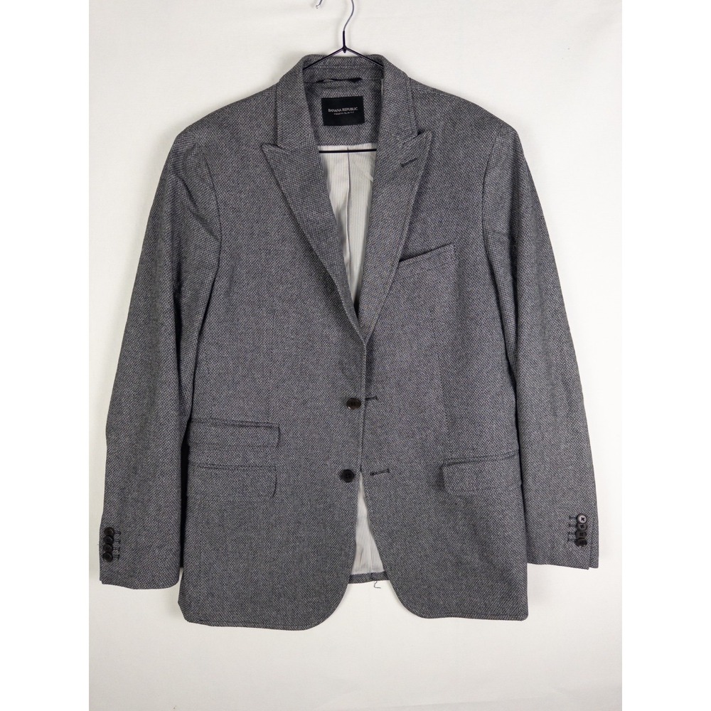Banana Republic Mens 40R Gray Birdseye Cotton Modern Slim Fit Blazer Sport Coat